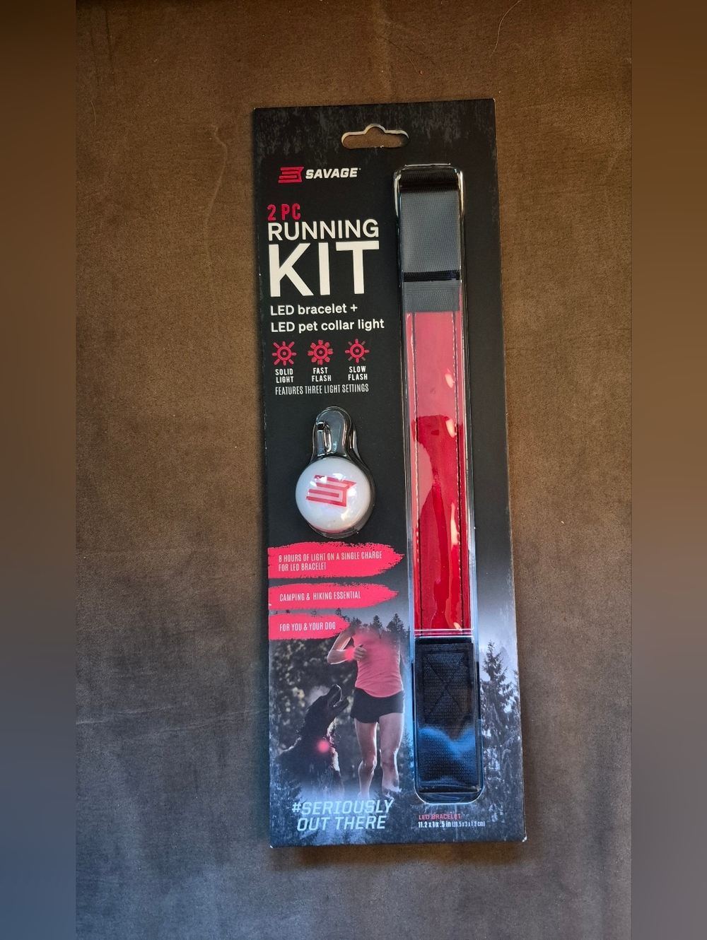 LED Reflective Running Bracelet & Pet Collar Light, Red 2 PC Light Up